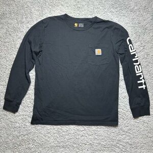 Carhartt Shirt Girls Large Crewneck Long Sleeve Chest Pocket Sleeve Spellout